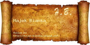 Hajek Bianka névjegykártya